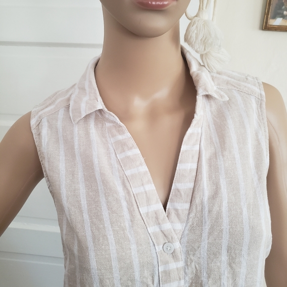 BeachLunchLounge Striped Linen Top sz S - Picture 2 of 4